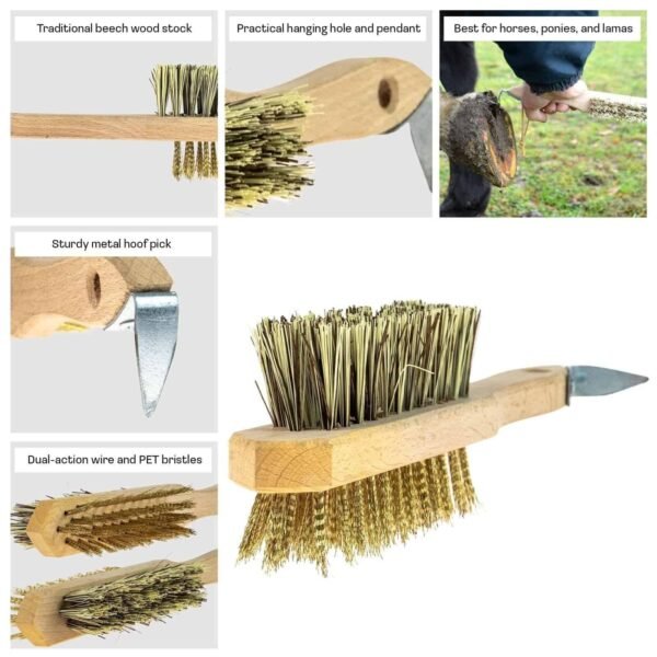 Horse Hoof Pick with Brush Equestrian Pony Stiff Wire Brushes Handle Stable Tool Horse & Petcare Free Shipping 15