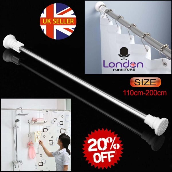 Heavy-Duty Extendable Telescopic Shower Curtain Rod for Bath, Door & Window