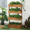 Orange 4-Tier Raised Garden Bed Wooden Fir Plant Stand for Outdoor Patio Garden Free Shipping 23