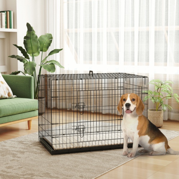 PawHut 2-Door Folding Dog Crate for Extra Small Dogs with Tray & Cushion Horse & Petcare Free Shipping 7