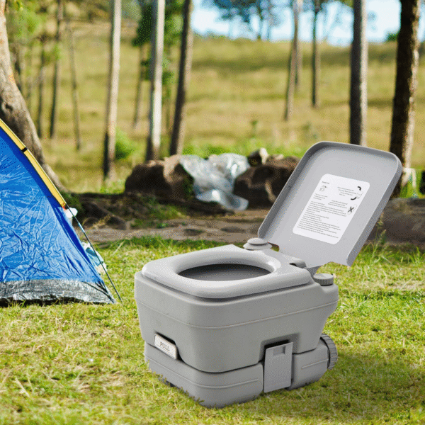 10L Dual-Tank Portable Toilet for Outdoor Camping, Grey HOMCOM