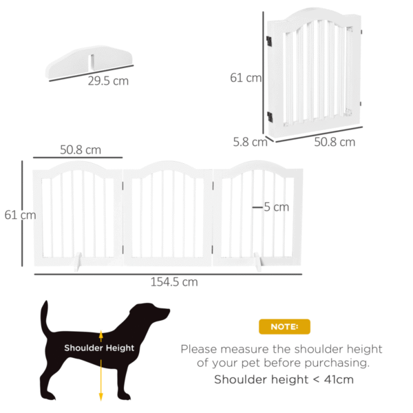 3-Panel Freestanding Wood Dog Gate with Support Feet – White, Foldable Horse & Petcare Free Shipping 9
