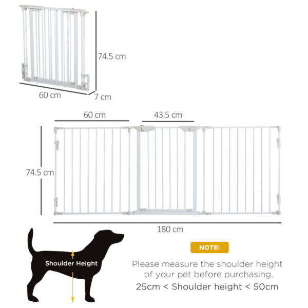 Pet Safety Gate 3-Panel Playpen, Foldable Metal Fence, Walk-Through Door White