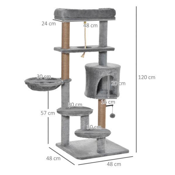 Multi-Level Cat Tree Tower with Scratching Post, Hammock, Teasing Rope & Ball Horse & Petcare Free Shipping 9