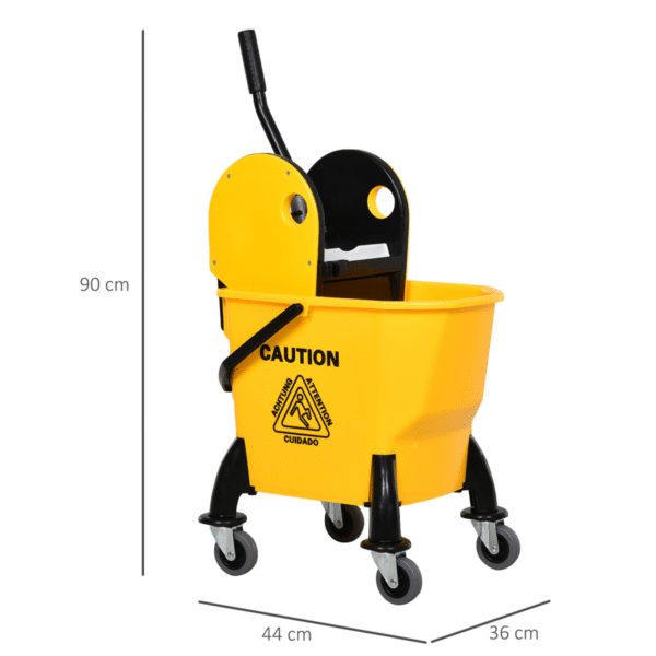 26L Mop Bucket with Wringer and Wheels – Yellow Plastic Body and Metal Handle Home & Garden Free Shipping 9
