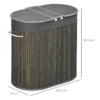 100L Bamboo Laundry Basket with 2 Compartments, Grey, with Lid
