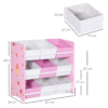 Kids Storage Unit with 9 Removable Baskets – Pink Playroom Organizer Baby Free Shipping 25