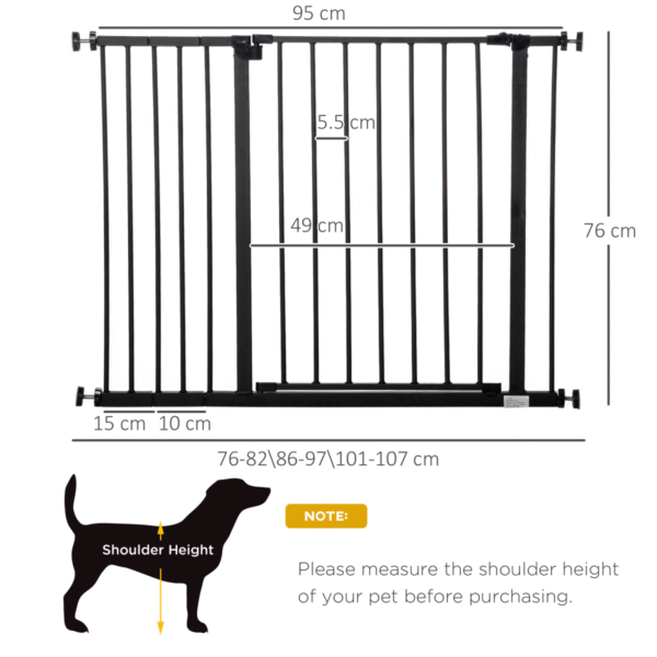 Expandable Pressure-Fit Dog Gate for Stairs & Doorways, 76-107 cm, Black Horse & Petcare Free Shipping 9