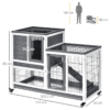 Wooden Rabbit Hutch 110x50x86cm with Wheels - Two-Tier Guinea Pig Cage