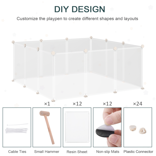 Pet Playpen DIY Small Animal Cage 12 Panels for Bunny Chinchilla Pawhut Horse & Petcare Free Shipping 11