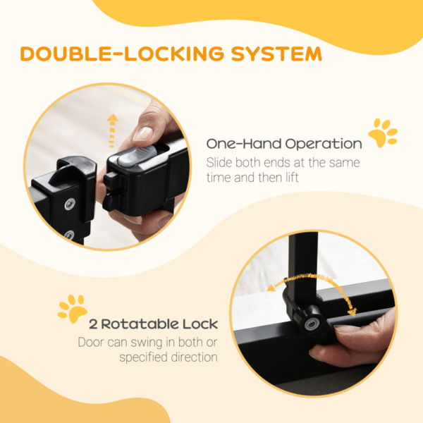 74-80cm Adjustable Metal Pet Gate Safety Barrier with Auto-Close Door - Black