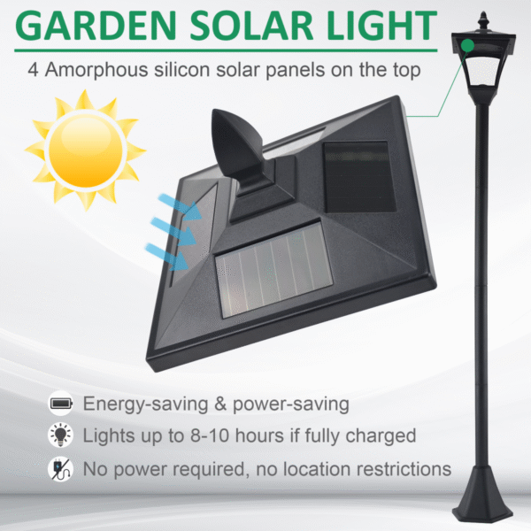 Solar Powered LED Lamp Post IP44 – Garden Path Light, Black Garden Free Shipping 11