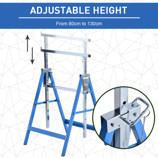 Two Steel Adjustable Saw Horses, Telescopic Folding Builder’s Trestles DIY & Tools Free Shipping 11