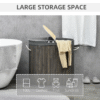 100L Bamboo Laundry Basket with 2 Compartments, Grey, with Lid