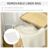 100L Bamboo Laundry Basket with 2 Compartments, Lid & Removable Liner