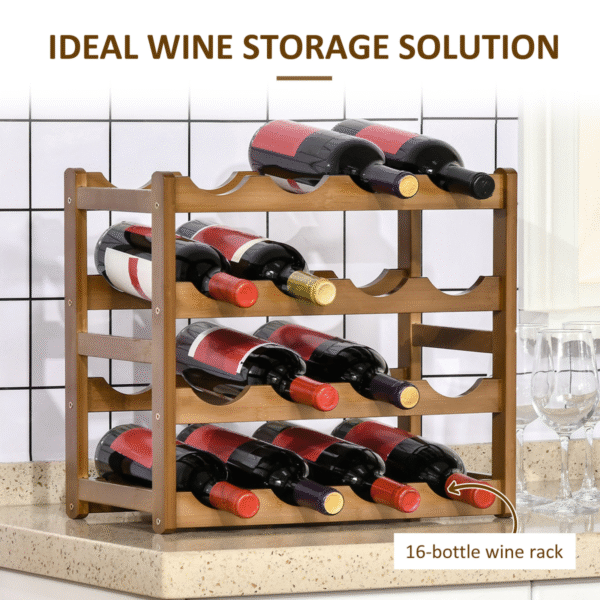 Bamboo Countertop Wine Rack 16-Bottle 4-Tier Display Shelf – Eco-friendly bamboo construction for durability – Holds 16 standard wine bottles securely – Four-tier design maximizes vertical storage – Compact countertop footprint, easy to access – Smooth rounded edges, easy assembly Home & Garden Free Shipping 13