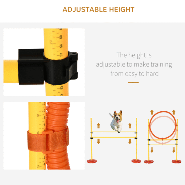 Portable Pet Agility Training Set: Jump Poles, Ring, Turnstile, Carry Bag