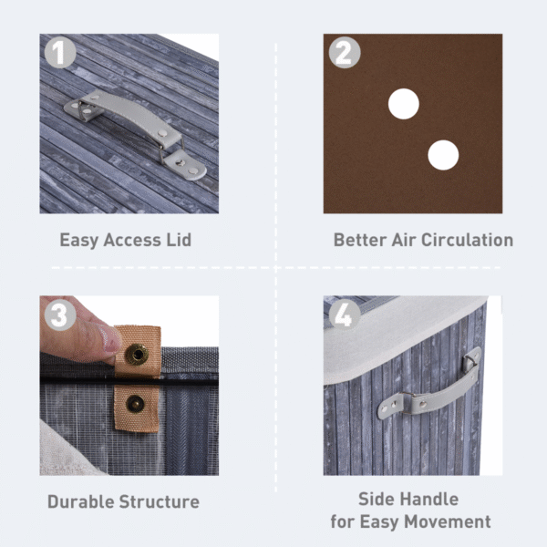 Bamboo Laundry Hamper with Removable Lining Dual-Section Large Home & Garden Free Shipping 13