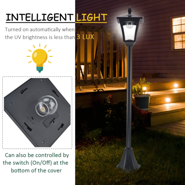Solar Powered LED Lamp Post IP44 – Garden Path Light, Black Garden Free Shipping 13