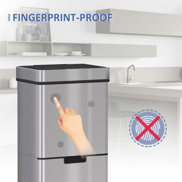 Motion Sensor Rubbish Bin 3-Compartment Stainless Steel Look Removable Lid 72L Home & Garden Free Shipping 13