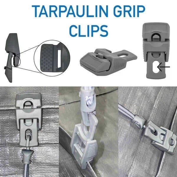 Heavy Duty Reusable Tarpaulin Clips Grey Plastic Reusable Outdoor – Pack of 10 Home & Garden Free Shipping 7