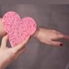 Calypso Bath Sponge Pink Heart Shaped Loofah Body Wash Shower Adult Bath Toy Fun