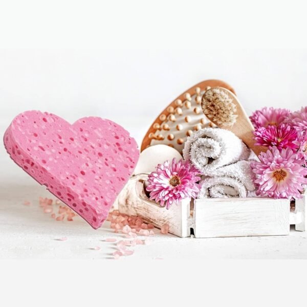 Calypso Bath Sponge Pink Heart Shaped Loofah Body Wash Shower Adult Bath Toy Fun