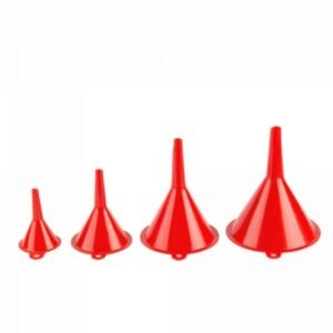 4 Pieces Multi-Function Funnel Set Red Plastic 5 cm, 8 cm, 10 cm, 12 cm Durable