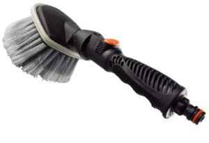 Car Wheel Cleaning Brush Round Wet Wash Quick Connect to Hose Pipe On/Off Switch