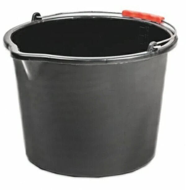 Heavy Duty Black PP Bucket with Carry Handle | Litre Measurement Scale Embossed Inside| Various Sizes 20 16 12 litres