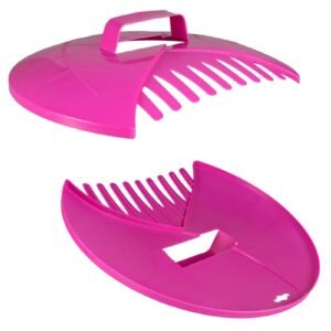 Garden Cleaning Scoops Hand Held Leaf Grabber Pink Plastic Teeth Rake Design
