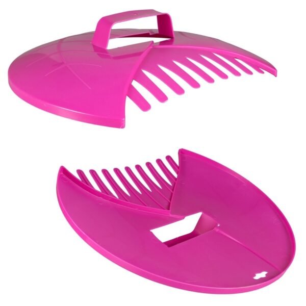 Garden Cleaning Scoops Hand Held Leaf Grabber Pink Plastic Teeth Rake Design