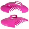 Garden Cleaning Scoops Hand Held Leaf Grabber Pink Plastic Teeth Rake Design
