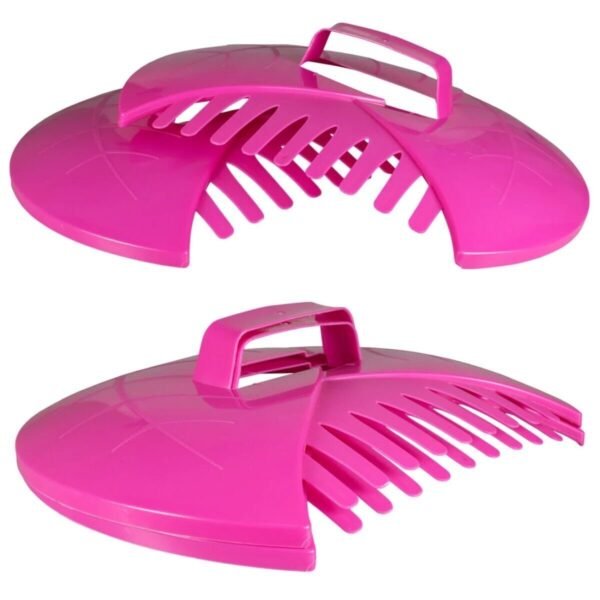 Garden Cleaning Scoops Hand Held Leaf Grabber Pink Plastic Teeth Rake Design