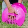 Garden Cleaning Scoops Hand Held Leaf Grabber Pink Plastic Teeth Rake Design