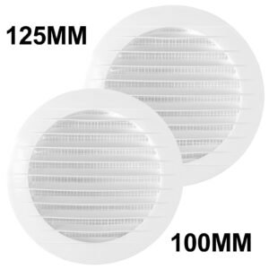 Plastic Louvre Round Air Vent Cover White with Fly Mesh Fly Screen Duct Cover