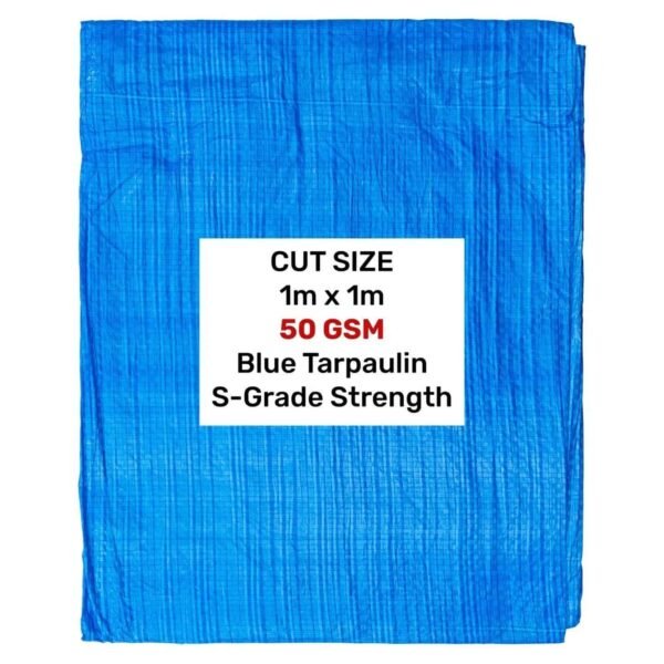 Heavy-Duty Waterproof Tarpaulin – 1m x 1m Blue Camping Tarp, Multipurpose (50 GSM) New Arrivals Free Shipping 25