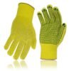 2 Pairs Hi-Vis Work Gloves – PVC Grip Safety Gloves for Warehouse & Construction