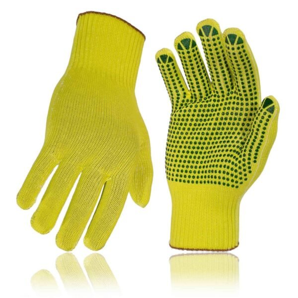 2 Pairs Hi-Vis Work Gloves – PVC Grip Safety Gloves for Warehouse & Construction