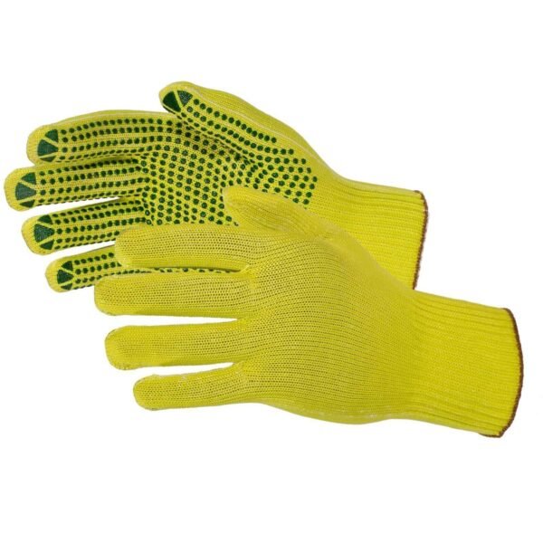 2 Pairs Hi-Vis Work Gloves – PVC Grip Safety Gloves for Warehouse & Construction