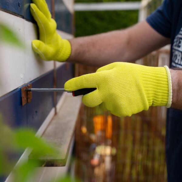 2 Pairs Hi-Vis Work Gloves – PVC Grip Safety Gloves for Warehouse & Construction