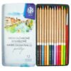 Watercolour Pencils Set – 12 or 24 Colouring Pencils in Metal Tin Box with Paintbrush Arts & Crafts Supplies Free Shipping 31