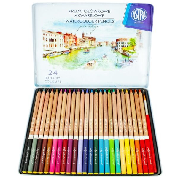 Watercolour Pencils Set – 12 or 24 Colouring Pencils in Metal Tin Box with Paintbrush Arts & Crafts Supplies Free Shipping 9