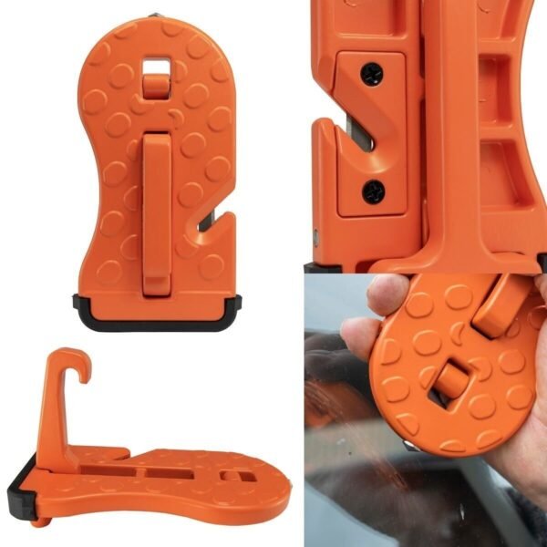 Folding Car Door Latch Hook Step Foot Pedal Ladder Car Roof Shatter Glass Orange