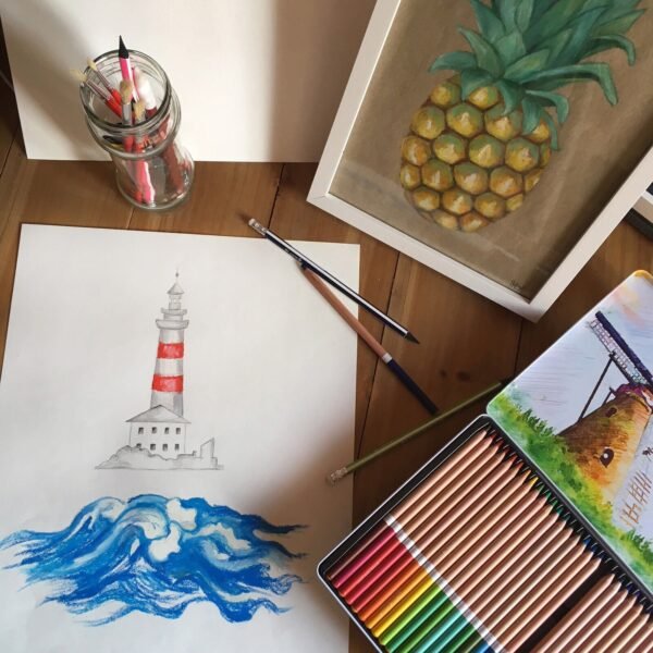 Watercolour Pencils Set – 12 or 24 Colouring Pencils in Metal Tin Box with Paintbrush Arts & Crafts Supplies Free Shipping 23