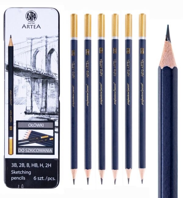 Art Sketching Pencil Set Professional Artist Drawing Graphite 6 Pencils in Tin Case Arts & Crafts Supplies Free Shipping 5
