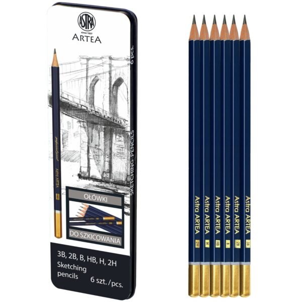 Art Sketching Pencil Set Professional Artist Drawing Graphite 6 Pencils in Tin Case Arts & Crafts Supplies Free Shipping 9