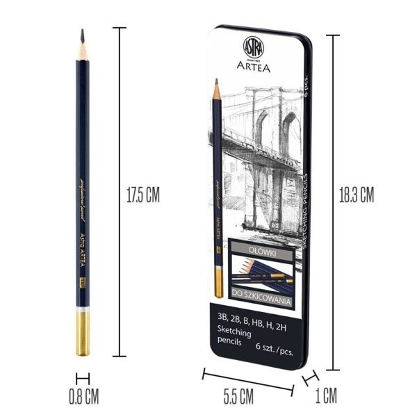 Art Sketching Pencil Set Professional Artist Drawing Graphite 6 Pencils in Tin Case Arts & Crafts Supplies Free Shipping 13