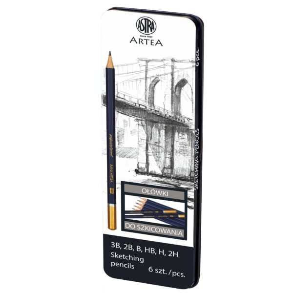 Art Sketching Pencil Set Professional Artist Drawing Graphite 6 Pencils in Tin Case Arts & Crafts Supplies Free Shipping 17