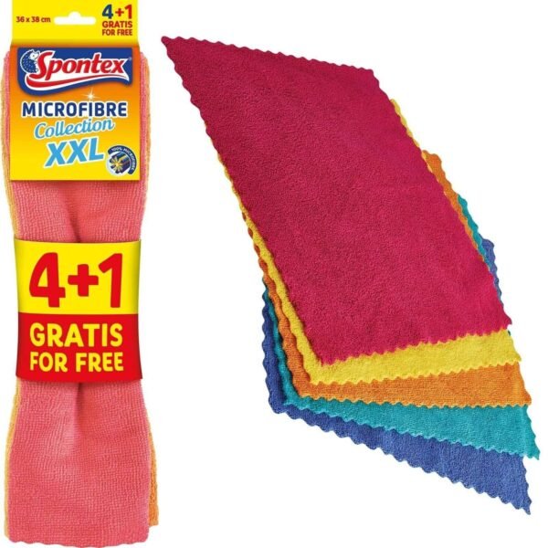 Spontex Microfibre Cloths Car Detailing Window Cleaning Kitchen Microfiber Towel Pack of 5